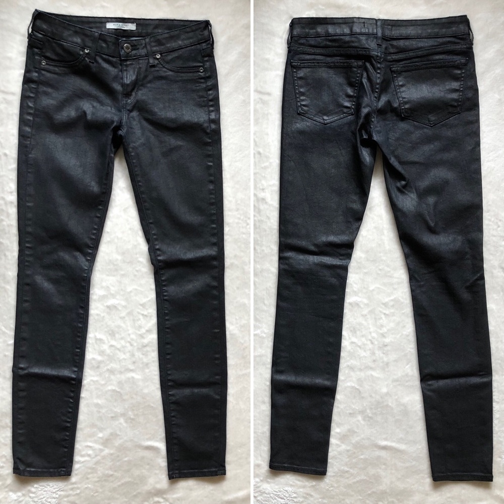 Rich & Skinny Black Wax Coated Jeans 25
